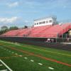 Glens Falls High School, NY - 16 row high, 228' long elevated beam design grandstand seating 2,000 and an 8' x 48' press box
