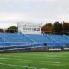 South Burlington High School, VT - 14 row high, 138' long elevated beam design grandstand seating 1,000 and an 8' x 30' press box
